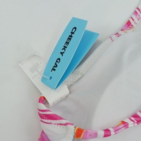 Cupshe Bikini Cheeky String Pink White Geometric Beach Summer Womens Size 2XL - Picture 5 of 6